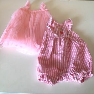 Little Me Striped Romper & Shein Tulle Dress